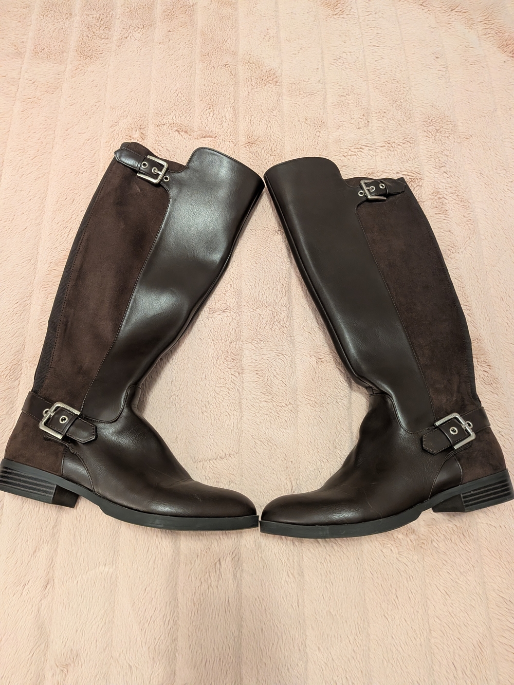 Liz Claiborne Dallas Women’s Knee High Riding Boots — Brown Leather & Suede